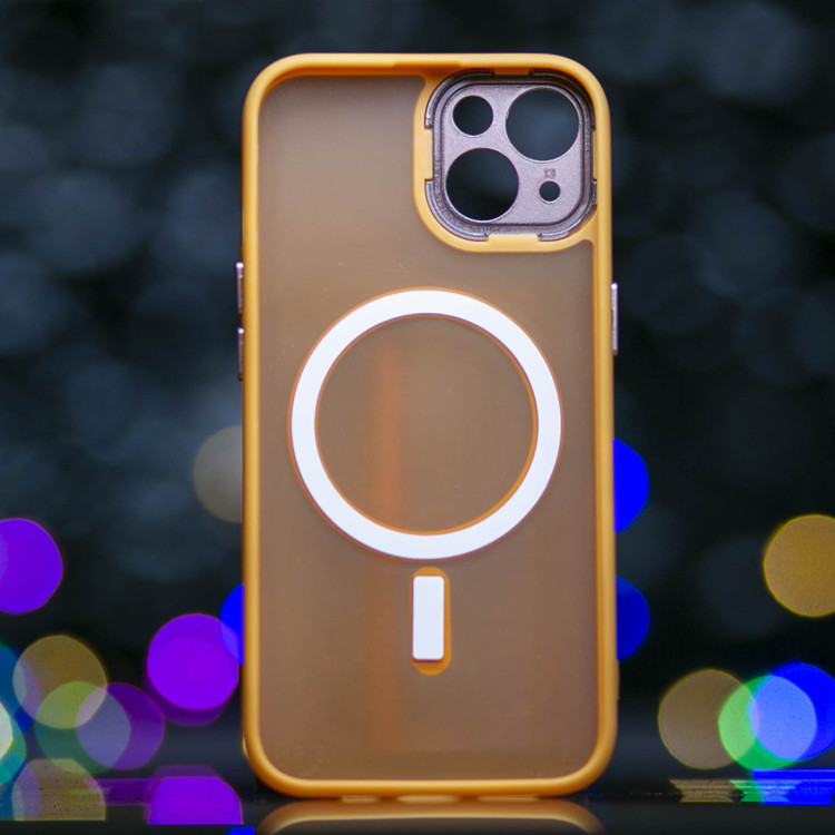 قاب گوشی پشت مات محافظ لنز دار مگ سیف رنگ انبه ای کد ( 181 )
