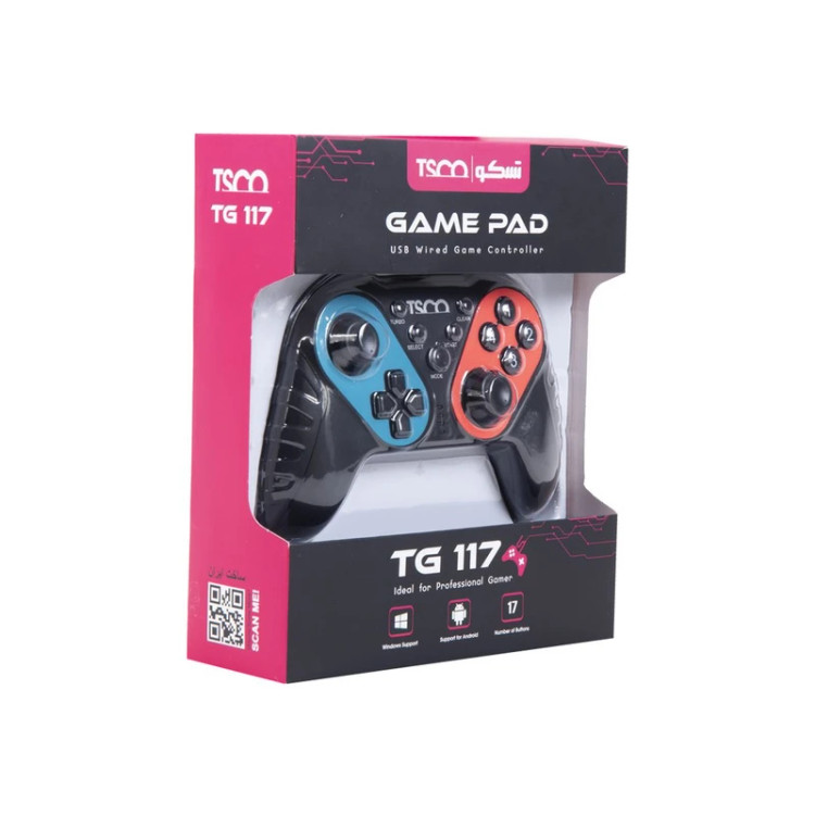 دسته بازی سیم دار تسکو مدل TG 117 دارای 19 کلید و شوک، کابل 1.8 متری کد (x-007)