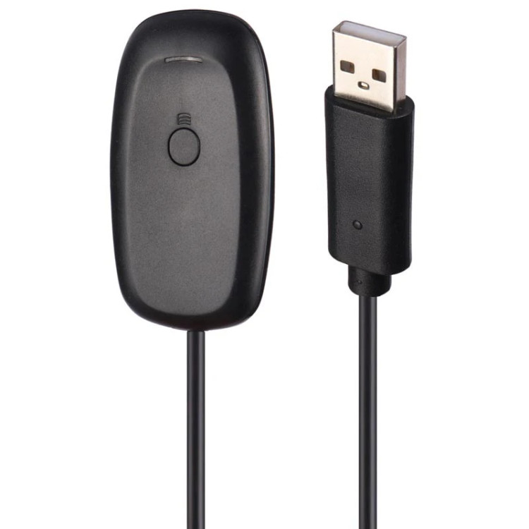 دسته بازی بی سیم Microsoft Xbox 360 High Copy + دانگل رنگ مشکی کد (x-008)