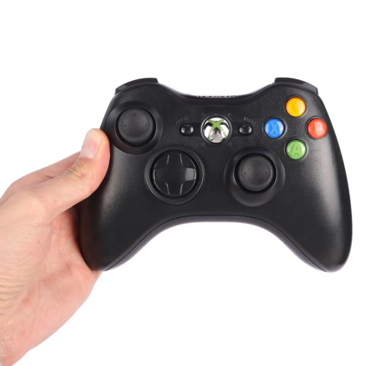 دسته بازی بی سیم Microsoft Xbox 360 High Copy + دانگل رنگ مشکی کد (x-008)
