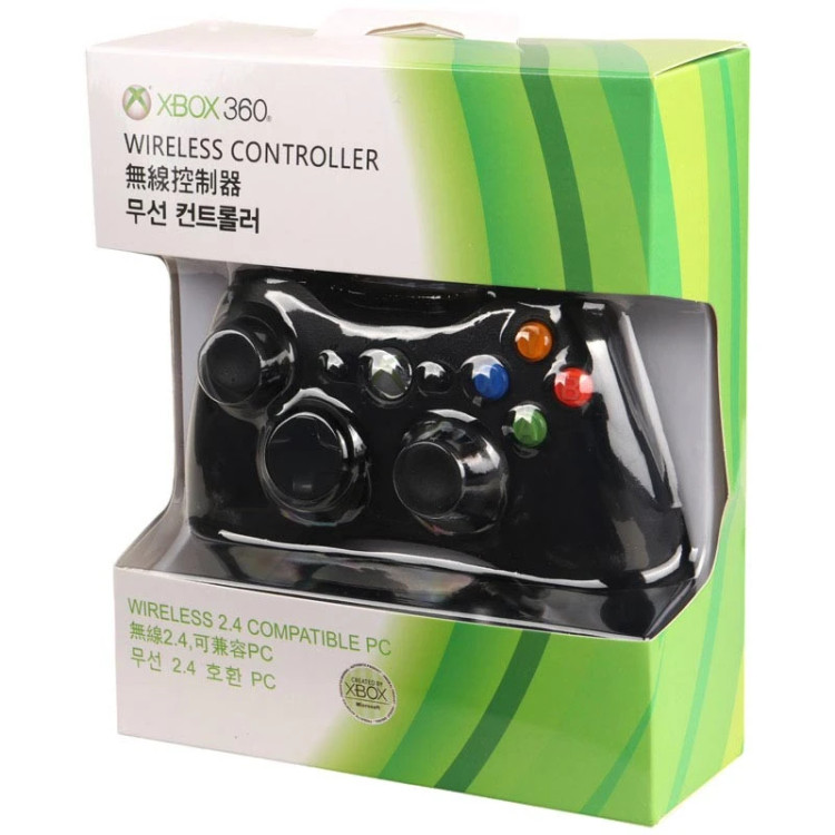 دسته بازی بی سیم Microsoft Xbox 360 High Copy + دانگل رنگ مشکی کد (x-008)