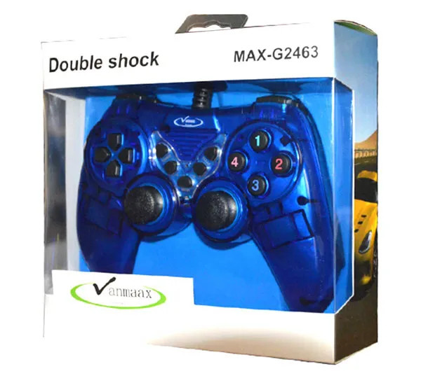دسته بازی سیم دار شوک دار حرفه ای وان مکس Vanmaax مدل MAX-G2463 رنگ آبی کد (x-014)